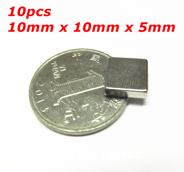2014 limited new 10pcs bulk super strong neodymium square block magnets 10mm x 5mm n35 rare earth ndfeb cuboid permanent magnet