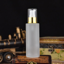 100ML frosted glass bottle with gold press pump for lotion/emulsion/serum/foundation/gel /essence cosmetic packing glass bottle