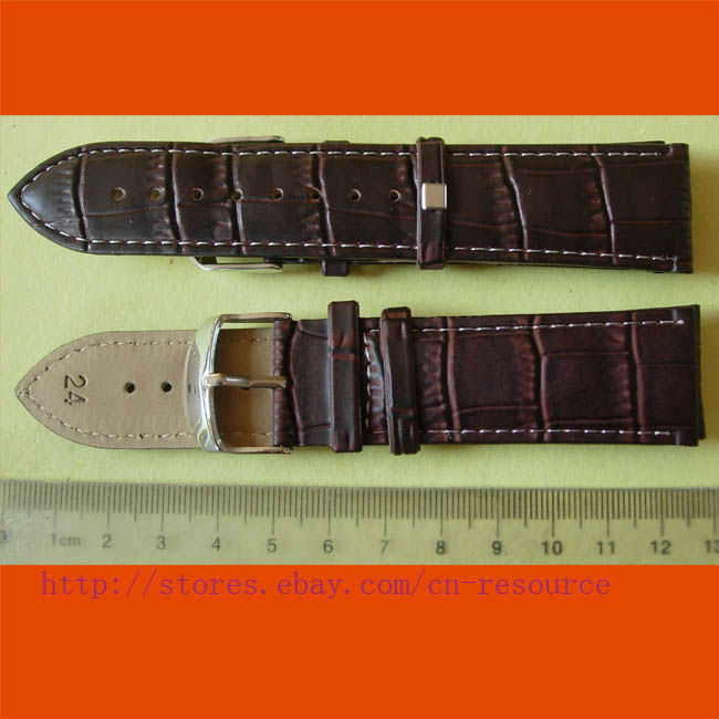 1 x 24 mm GENUINE COW LEATHER watch band coffee 07