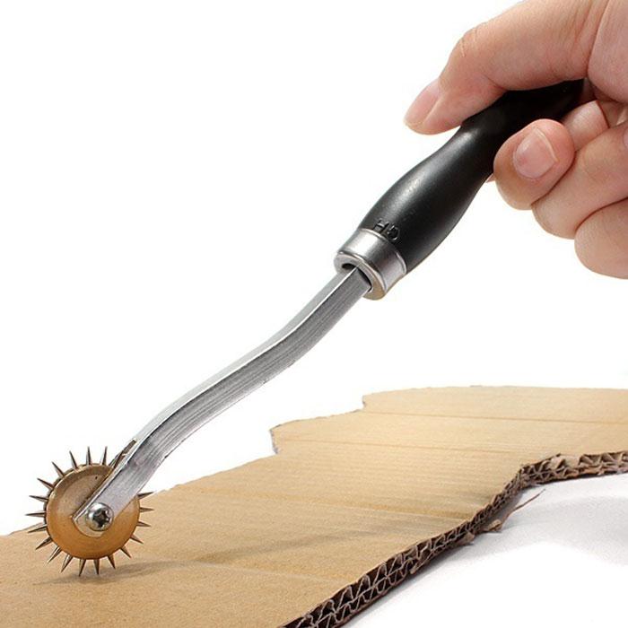 sistema de repujado pr/áctico Marcador de rueda espaciador para bricolaje perforador hecho a mano arte de costura herramienta de artesan/ía de cuero americano costura en casa mango de madera