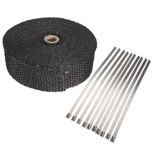 2inch x5m High Exhaust Pipe Header Heat Wrap Resistant Downpipe 10 Stainless Steel Ties 5mx5cmx2mm