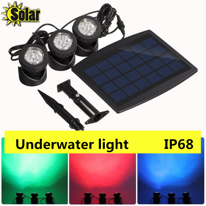 NEW 1PC solar panel with Solar Powered 3 Bulbs Submarine Spotlight 18LEDS RGB/cool white Garden Pool Pond Lamp Underwater Lights NEW 1PC solar panel with Solar Powered 3 Bulbs Submarine Spotlight 18LEDS RGB/cool white Garden Pool Pond Lamp Underwater Lights