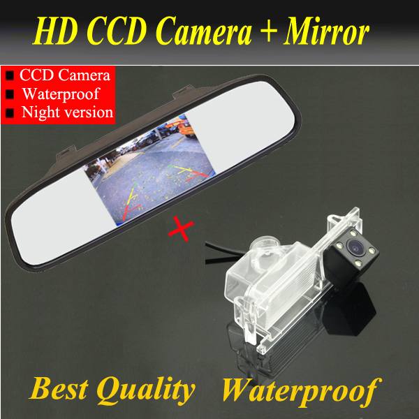 2 in1 Special Rear Camera + Mirror Monitor Basy DIY Back Up Parking System For KIA Rio K2 UB Hatchback 2011~2015