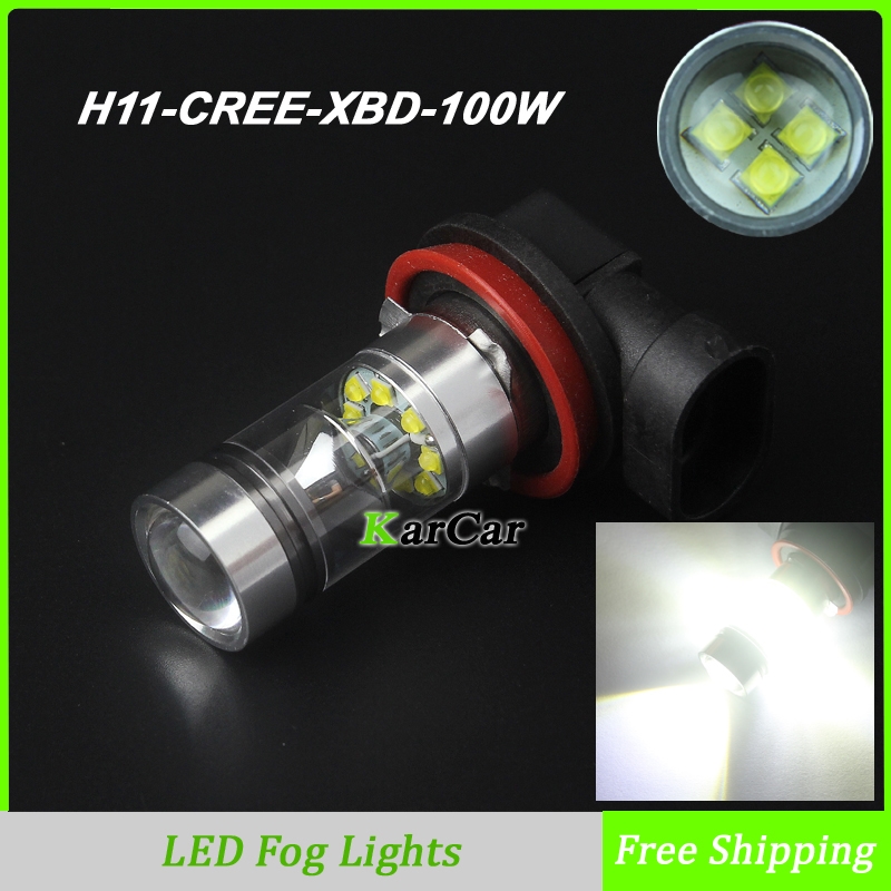 Image of 100W 1000LM CREE XBD H11 LED Fog Lights, 12V-24V Auto Car Super Bright Head Fog Lamp H11 Driving DRL Daytime Running Light