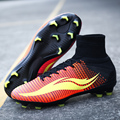 2016 new sufei mens superfly V soccer shoes FG high ankle crimson pink football boots sock