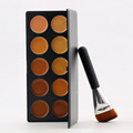 New Professional 10 Color Make Up Cream Camouflage brand contouring makeup Concealer Palette Flat Brush