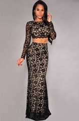 Black-Lace-Open-Back-Long-Sleeves-Maxi-Skirt-Set-LC60010-2