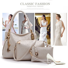 3 in 1 Women Ladies Geometric Design Honeycomb Tassel Shoulder Bag + Messege Bag + Handbag Soft Shopping Tote Carry Bags