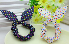 10Pcs Fashion Mix Style Clips Hair band Polka dot leopard hair rope Accessories for girls Rabbit