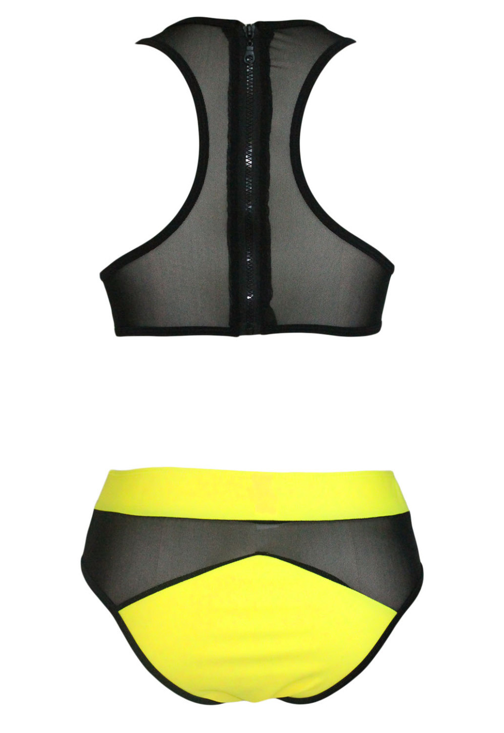 Black-Yellow-Mesh-Racer-Back-High-waisted-Bikini-LC41038-1-24500