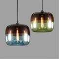 Vintage Creative Handmade Green Blue Crystal Glass Led E27 Pendant Light for Dining Room Living Room