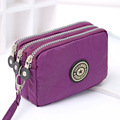 2017 Women Wallets Purse Women Small Wallet Washer Wrinkle Fabric Three Zippers Portable Purse Women