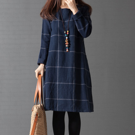 High quality 2015 style women cotton plaid dress ...