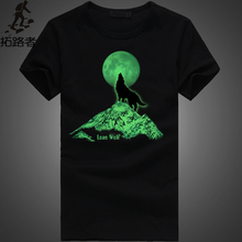 new men 2014 Fluorescence wolf print t shirt cotton short sleeve gym and active/fashion and personality t shirts  men clothing