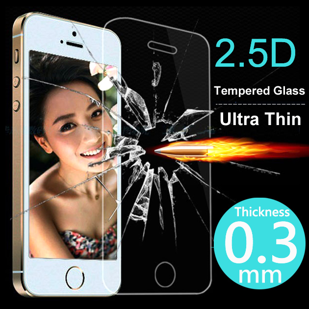 Image of 2.5D 0.3mm Ultra Thin Tempered Glass Screen Protector Case For iPhone 4 4S 5 5S 5C 6 6S Plus Cover Phone Cases Protective Film