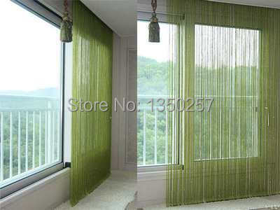 Image of solid color decorative string curtain 300cm*300cm black white beige classic line curtain window blind vanlance room divider