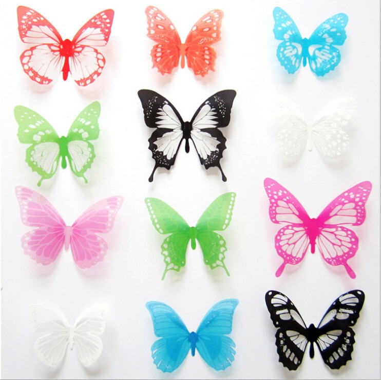 23 color hot sale 12pcs lot 3D butterfly wall sticker gossip girl fashion home decor bling
