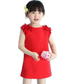 kids 2017 new foreign trade flower children clothes 100 cotton sleeveless solid vest girl dress 2