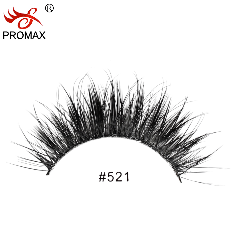 Image of High Quality PROMAX 521 False Eyelashes 1 Pairs Handmade Natural Long Black Winged Japanese Fake Eye Lashes Professional Makeup