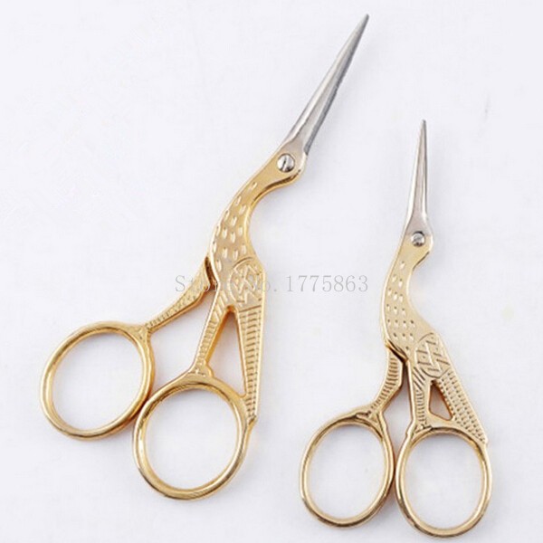 Description Picture 2 of itemGold & Silver Vintage Embroidery Scissors Stork Cross-Stitch Clipper Craft Dressmaker Shears For DIY Fabric Sewing Accessories