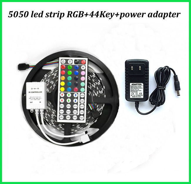 Led flexible strip light 5050 DC12V 5M 150leds RGB controller 44Key IR remote control 12V 2A