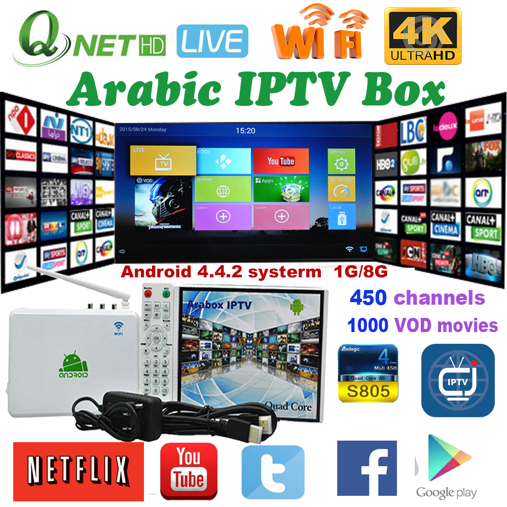 Arabic IPTV box with 450 Arabic channels and 1000 VOD movies,support XBMC,better than lool box,lead tv,cs918