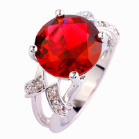 Wholesale Charming Lady Round Cut Pink Tourmaline & White Sapphire 925 Silver Ring Size 6 7 8 9 10 11 12 13 PRECIOUS JEWELRY