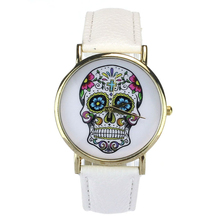Splendid Top Luxury brand Watches Bracelet Casual Women Girl Women Men Punk Skull Analog Watch Leather Band Quartz Wrist Watch