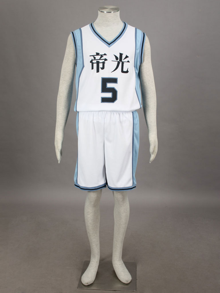 Free Shipping Kuroko's Basketball Atsushi Murasakibara Teiko Middle School's basketball Uniform White Number 5 Cosplay Costume