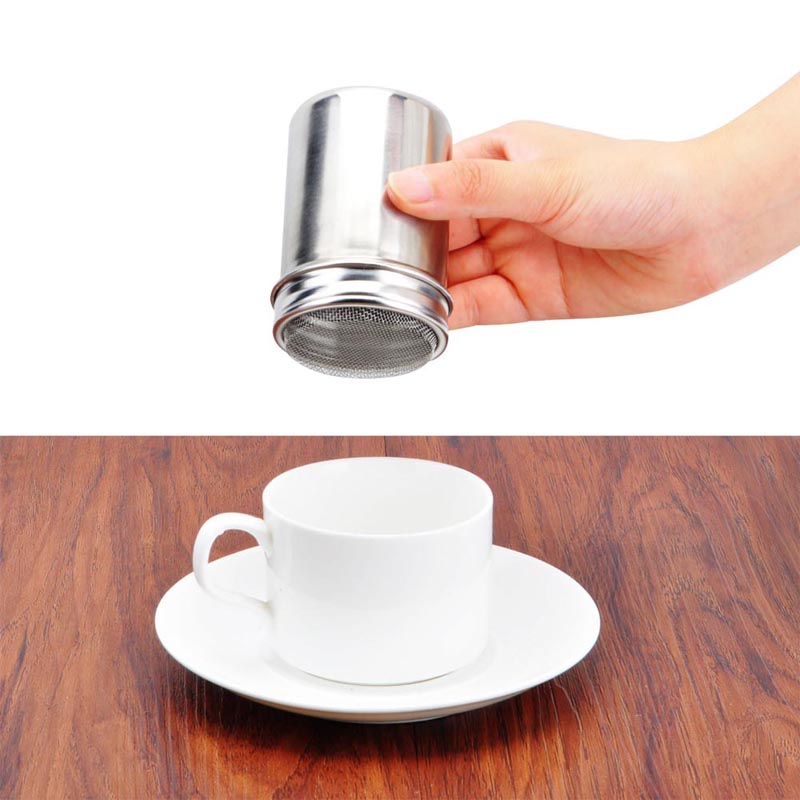 New Stainless Chocolate Shaker Cocoa Flour Icing Sugar Powder Coffee Sifter Lid Free Shipping