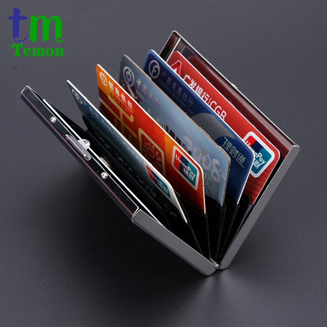 Image of TEMON 2016 new arrival High-Grade stainless steel men credit card holder women metal bank card case card box TW2703