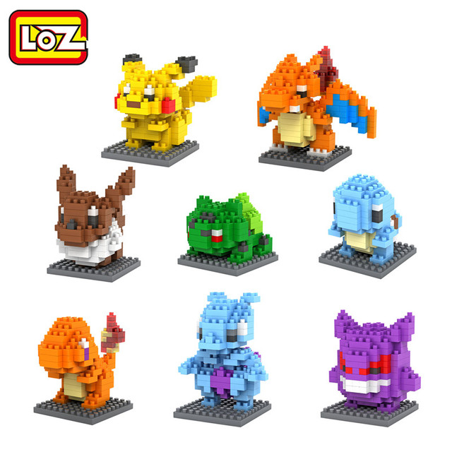 LOZ Мини Poket Монстр Пикачу Игрушки Bulbasaur Charmander Squirtle Mewtwo Eevee Аниме Модель Блоки