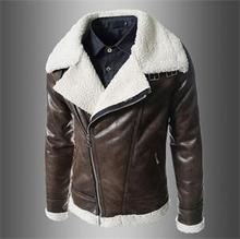 2014 Brand Winter Warm Men Jacket Overcoat New Fashion Winter Men Slim Fit Faux Leather Jacket Coat