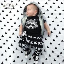 2016 summer new cotton short-sleeved suit baby infant baby cotton suit baby Set fox head