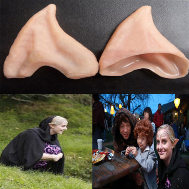 Latex Fairy Pixie Elf Ears Cosplay Accessories Halloween Party Latex Soft Pointed Prosthetic Tips Ear