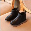 Spring 2017 Children Leather Short Boots Retro Fashion Boys Girls Waterproof Sneakers Shoes Solid Color Baby