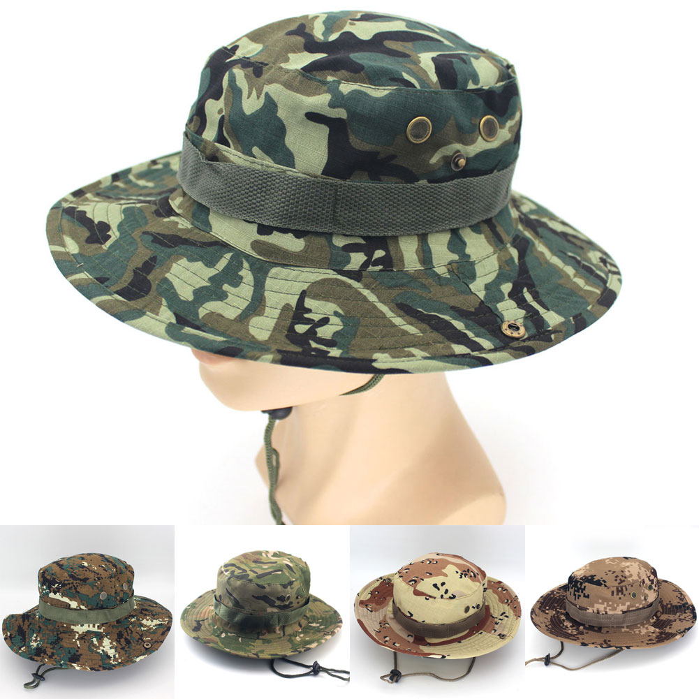 Bucket Hat Hunting Fishing Outdoor Sun Cap Wide Brim Military Unisex Sun CamoZ