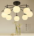 American village simple glass iron ceiling lights 3heads living room bedroom exhibition study ceiling lamp E27socket