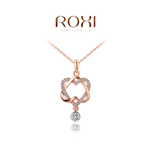 Famous Brand Jewelry 18K Rose Gold/ White Gold Plated Double Heart Necklaces Pendants Gifts For Valentine’s Day ROXI Jewelleries