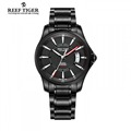 Reef Tiger RT Watch Seattle Sports For Men Automatic Watches Big Date Black Steel Watch with