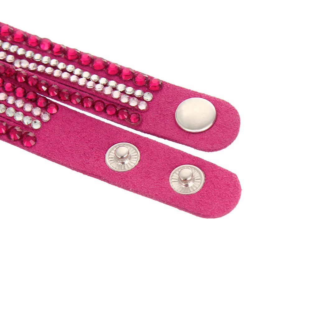 Hot Sale 2015 Fashion Rhinestone Leather Wrap Bracelet Crystal Multilayer Bracelets bangles for Women Men Free