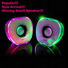 New Arrival Shining Aple Shape Portable USB Mini Stereo Wired Notebook Desktop Computer Speaker