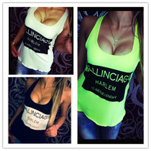 Ballinciaga Neon Top 2015 Women Sleeveless Summer Style Tanks Tops Backless Womens Vest Tops Free Shipping