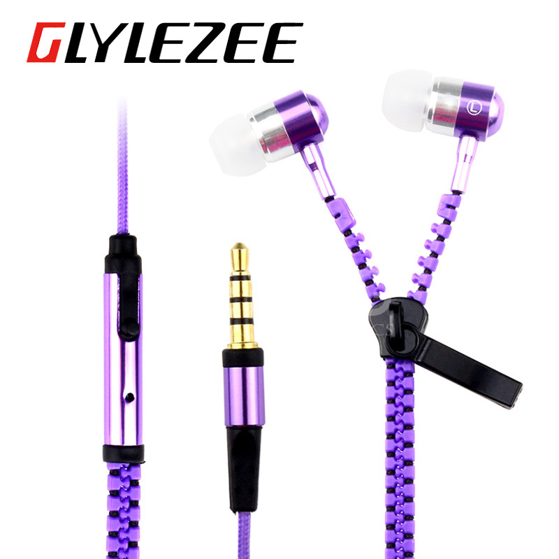 Colorful Metal Zipper Style Earphone Fashion Headset 3 5mm Microphone Stereo Bass for Mobile Phone iPad