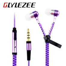 Colorful Metal Zipper Style Earphone Fashion Headset 3.5mm Microphone Stereo Bass for Mobile Phone iPad MP3 MP4 Speaker FM Radio