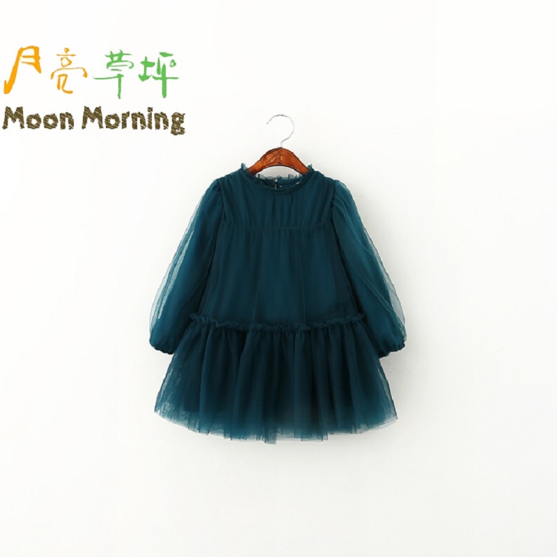 Moon Morning Spring Autumn Girls Dress Mesh Long S...