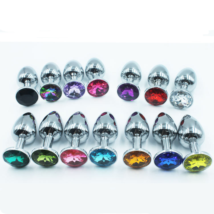 Random Colors,Metal Mini Anal Butt Plug Size 75X28 Booty Beads adult Sex Toys Stainless Steel+Crysta