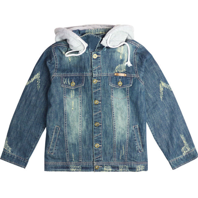 3-9Y Мальчиков Теплый Denim капюшоном Куртки дети Бархат внутренний Моды с длинным рукавом Пальто 2016 новых Осень Зима LL-0335A