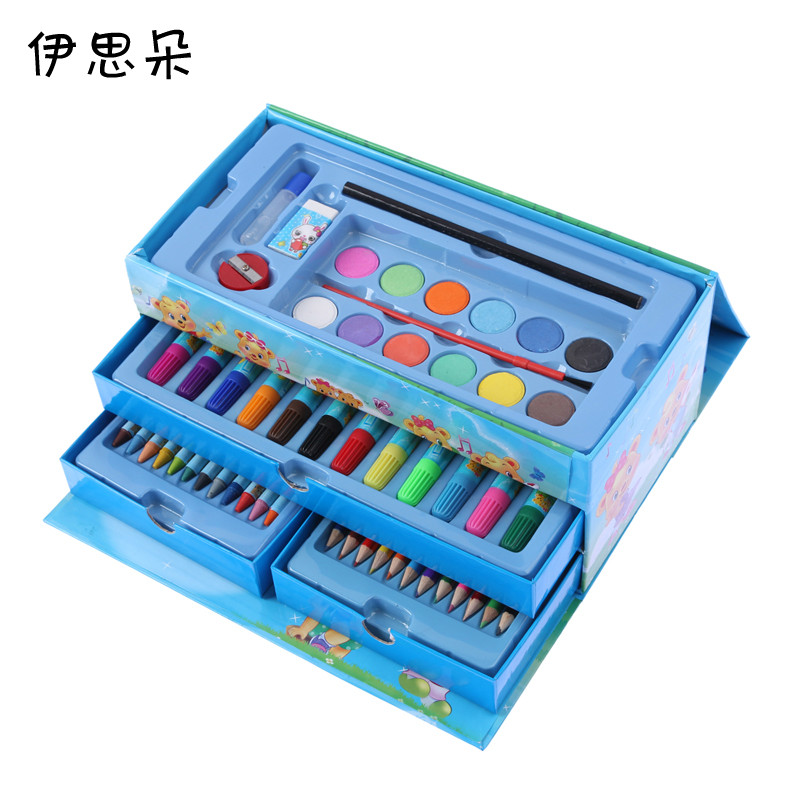 Cartoon suitcase stationery painting set gift box paint brush crayon