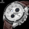 MEGIR Military Men Genuine Leather Casual Watches Chronograph Multifunction Waterproof Quartz Watches Relogio Masculino